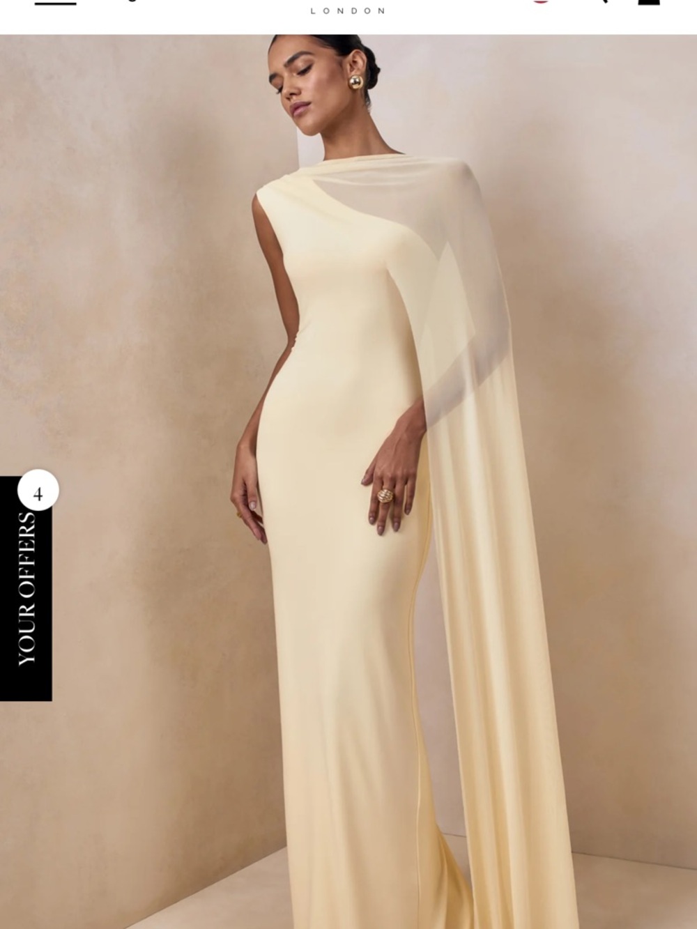 NWT! Club L London MIRELLE Lemon Boat-Neck Maxi Dress With Cape-Sleeve | US 6